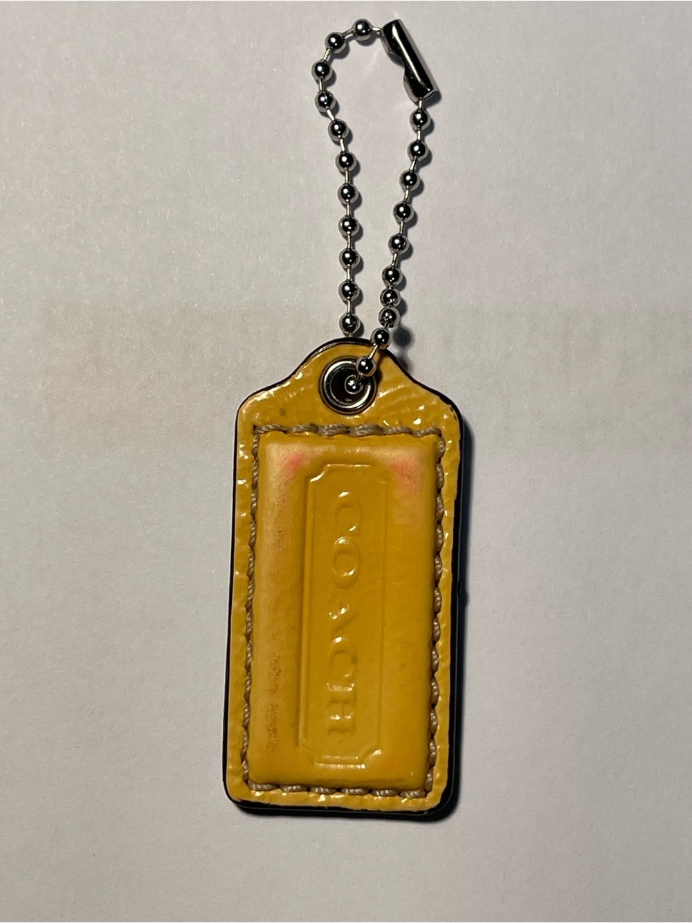 Coach Yellow Patent Leather Hang Tag with Ball Chain